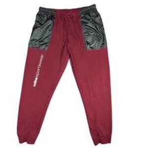 Nike Sweatpants Unisex Medium Jogger Burgundy w/ Black Pockets Retro 90s Vintage